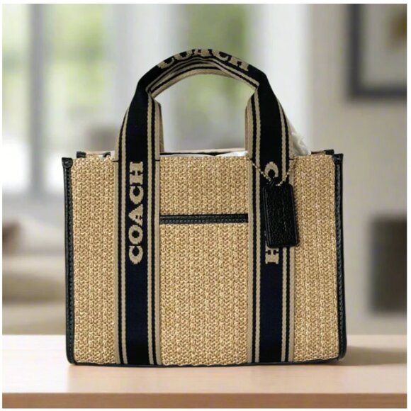 Coach Handbags - Coach Smith Tote 24 Small Leather Brown Straw Crossbody Bag CAL89 ORG PKG